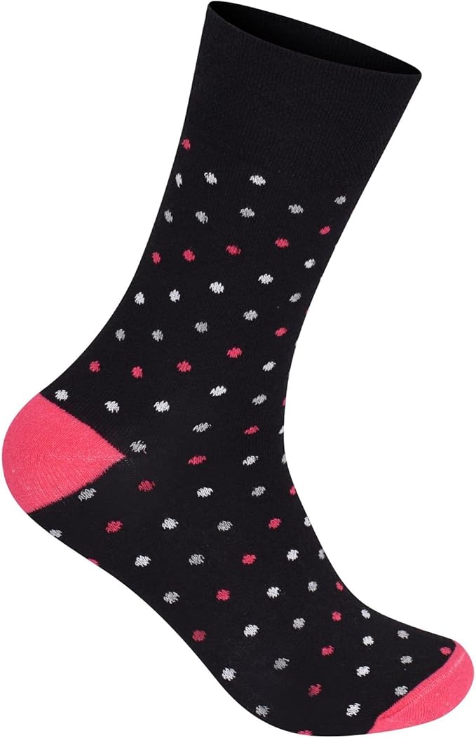 ARG 6 PAIRS WOMENS NON ELASTIC POLKA DOTTED DIABETIC SOCKS LADIES EASY GRIP LOOSE SOFT TOP COTTON SOCK FOR SWOLLEN FEED ODEMA FRIENDLY UK 4-8