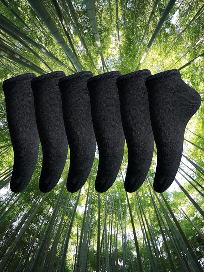 6 Pairs Bamboo Ankle Socks, Women's Trainer Socks, Low Cut, Breathable, UK 4-7