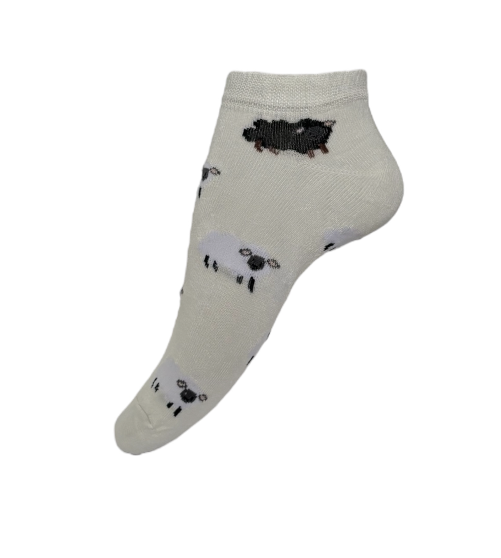 6 Pairs Ladies Bamboo Trainer Socks Breathable Novelty Animal Patterns Sheep Socks UK 4-8