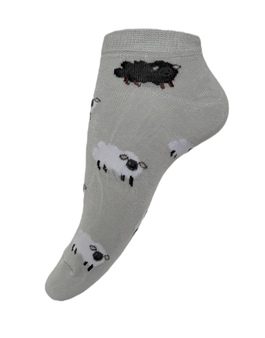 6 Pairs Ladies Bamboo Trainer Socks Breathable Novelty Animal Patterns Sheep Socks UK 4-8