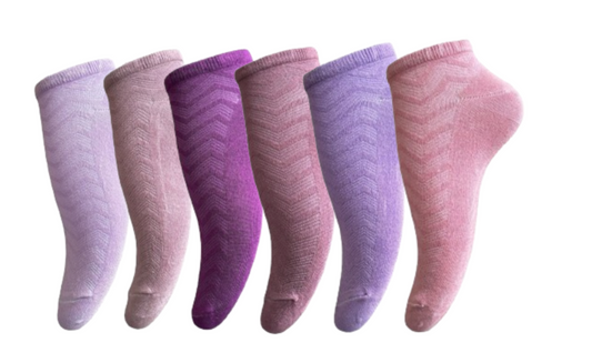 6 Pairs Bamboo Ankle Socks, Women's Trainer Socks, Low Cut, Breathable, UK 4-7